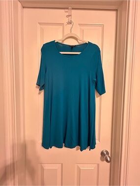 Eileen Fisher Teal Scoop Neck Swing Tunic